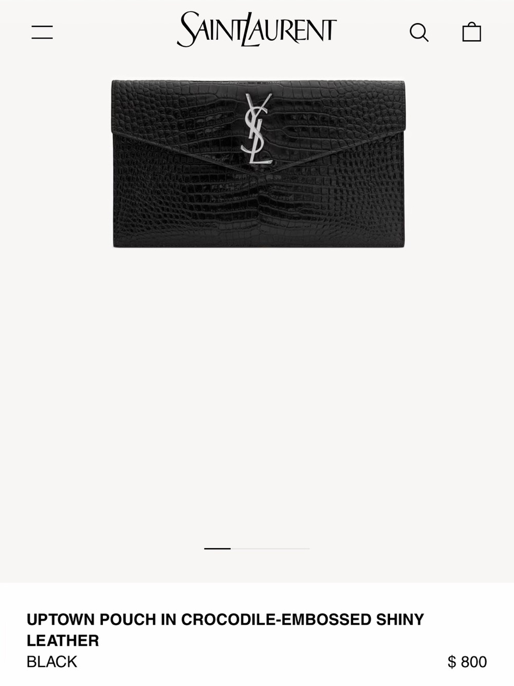 Saint Laurent Black Crocodile-Embossed Envelope Pouch